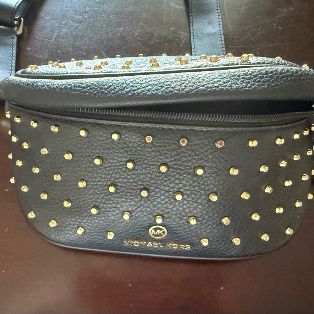 Michael Kors Black Crossbody Bag with Gold Studs